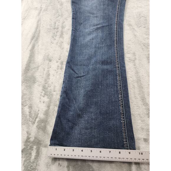 The Limited Mid Rise Flare Leg Denim Jean Size 8S SHORT Blue Stretch Bootcut Y2K - Picture 15 of 16